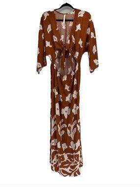 By Anthropologie Tie-Front Cover-Up Dress Cedar Size S